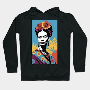 Frida's Chromatic Symphony: Colorful Portrait Hoodie